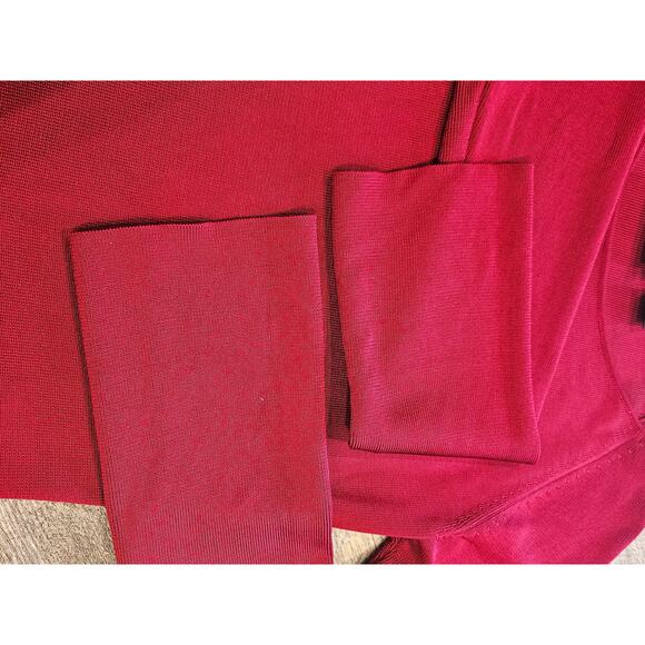 Dana Buchman red slinky silk long sleeve blouse medium stretchy Fitted * - Picture 4 of 6